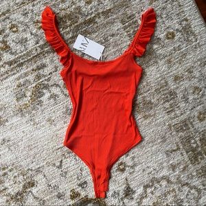 small | orange | zara bodysuit (snap closure)